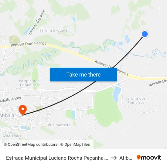Estrada Municipal Luciano Rocha Peçanha, 1800 to Atibaia map