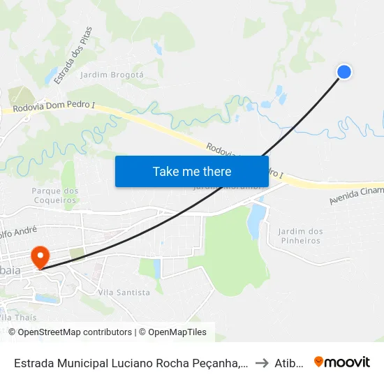 Estrada Municipal Luciano Rocha Peçanha, 1800 to Atibaia map