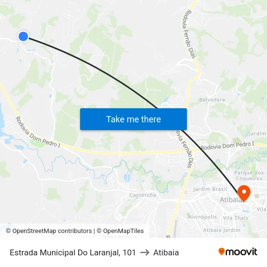 Estrada Municipal Do Laranjal, 101 to Atibaia map