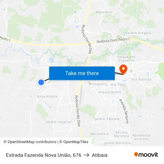 Estrada Fazenda Nova União, 676 to Atibaia map