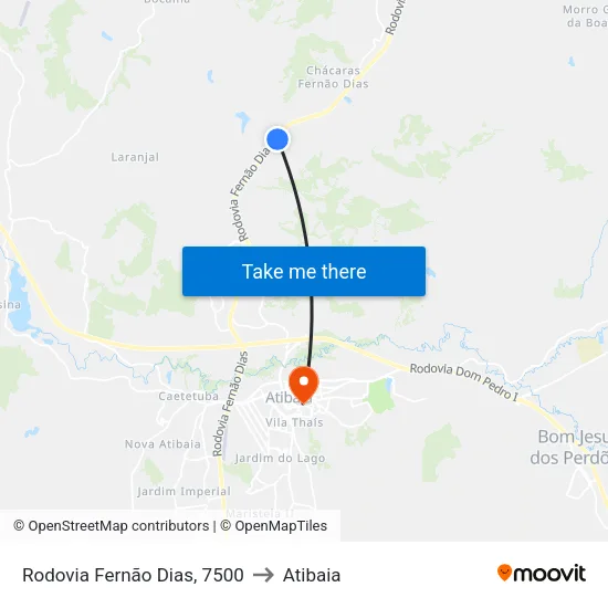 Rodovia Fernão Dias, 7500 to Atibaia map