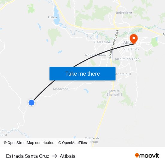 Estrada Santa Cruz to Atibaia map