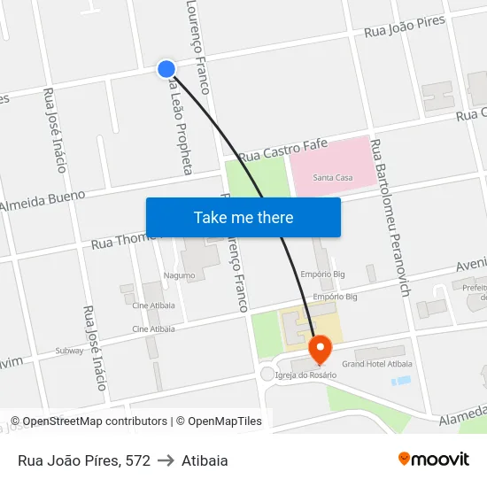 Rua João Píres, 572 to Atibaia map