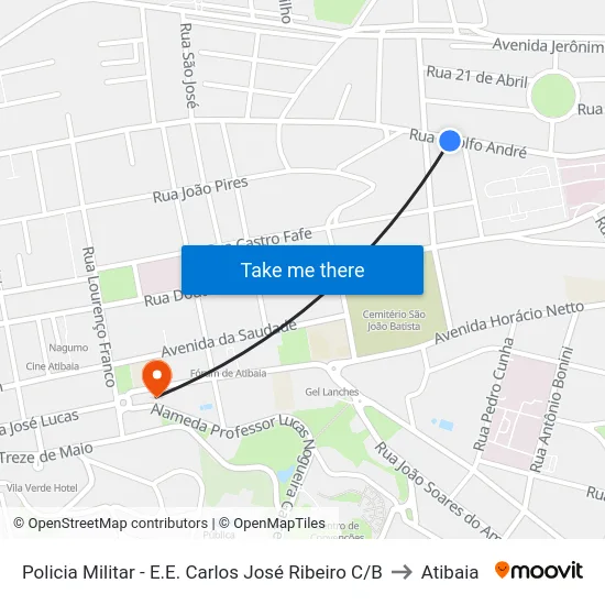Policia Militar - E.E. Carlos José Ribeiro C/B to Atibaia map