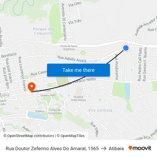 Rua Doutor Zeferino Alves Do Amaral, 1565 to Atibaia map