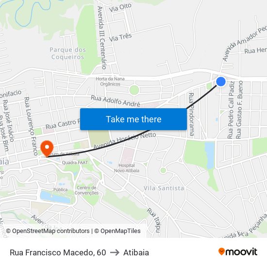 Rua Francisco Macedo, 60 to Atibaia map