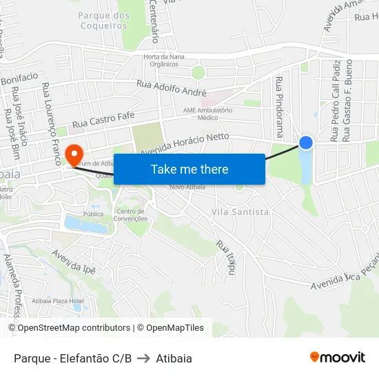 Parque - Elefantão C/B to Atibaia map