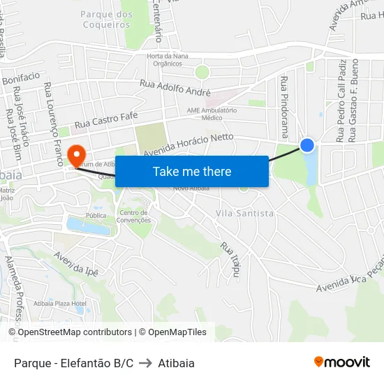 Parque - Elefantão B/C to Atibaia map