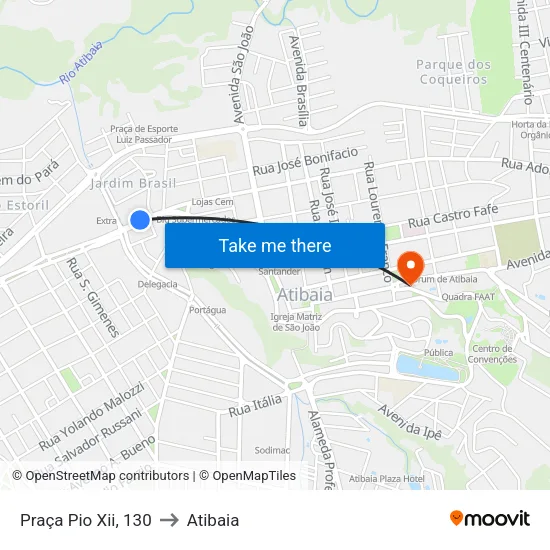 Praça Pio Xii, 130 to Atibaia map