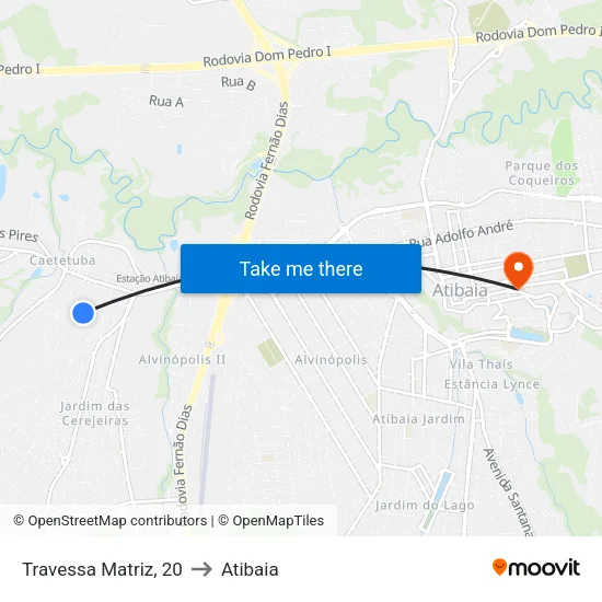 Travessa Matriz, 20 to Atibaia map