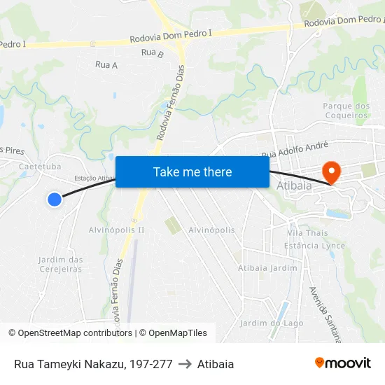 Rua Tameyki Nakazu, 197-277 to Atibaia map