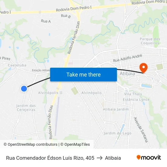 Rua Comendador Édson Luís Rizo, 405 to Atibaia map