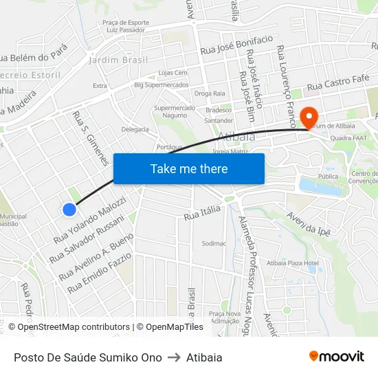 Posto De Saúde Sumiko Ono to Atibaia map