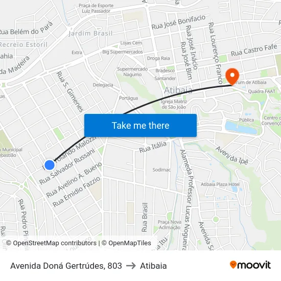 Avenida Doná Gertrúdes, 803 to Atibaia map