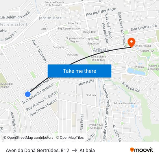 Avenida Doná Gertrúdes, 812 to Atibaia map