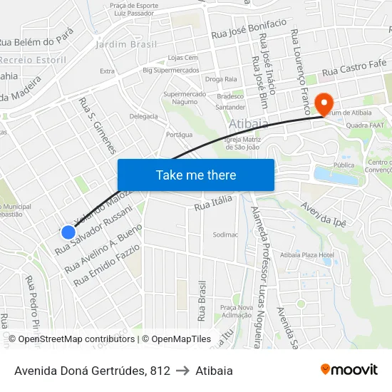 Avenida Doná Gertrúdes, 812 to Atibaia map