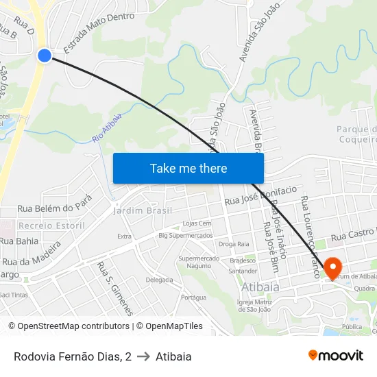 Rodovia Fernão Dias, 2 to Atibaia map