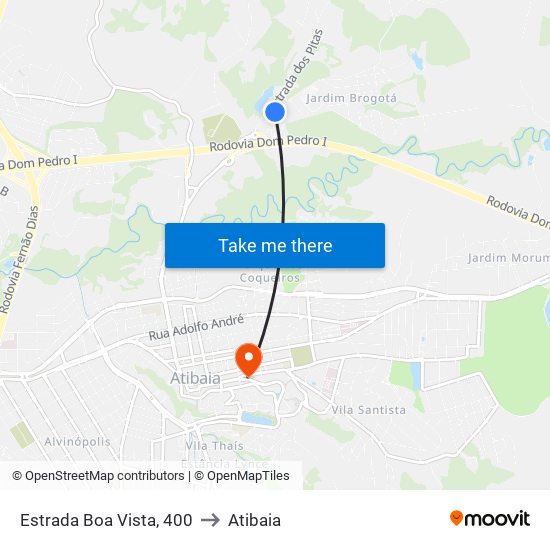 Estrada Boa Vista, 400 to Atibaia map