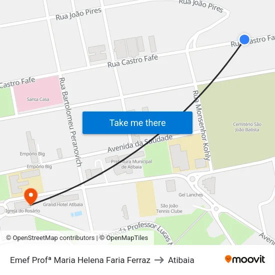 Emef Profª Maria Helena Faria Ferraz to Atibaia map