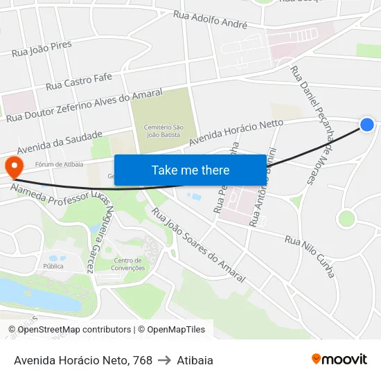 Avenida Horácio Neto, 768 to Atibaia map