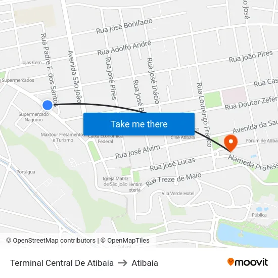 Terminal Central De Atibaia to Atibaia map