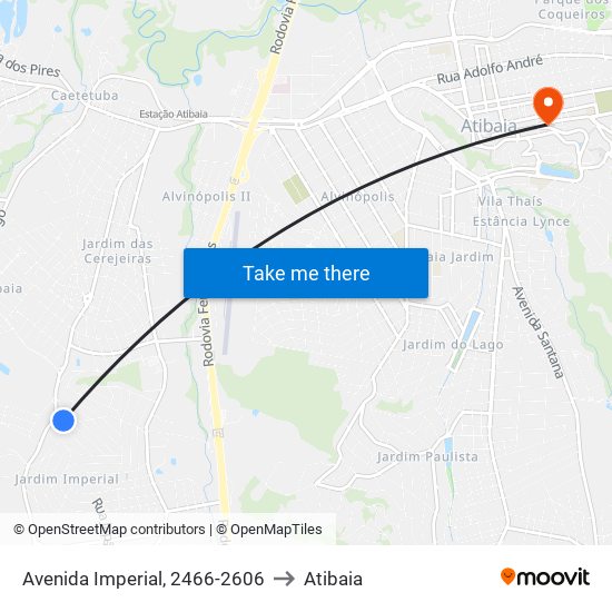Avenida Imperial, 2466-2606 to Atibaia map