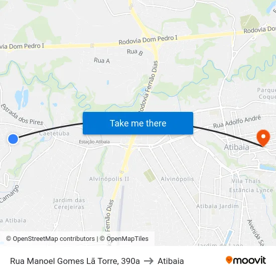 Rua Manoel Gomes Lã Torre, 390a to Atibaia map