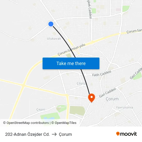 202-Adnan Özejder Cd. to Çorum map