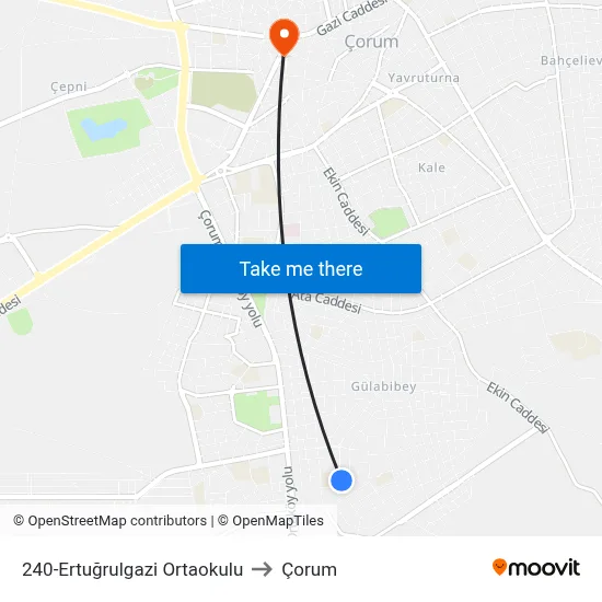 240-Ertuğrulgazi Ortaokulu to Çorum map