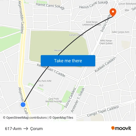 617-Avm to Çorum map