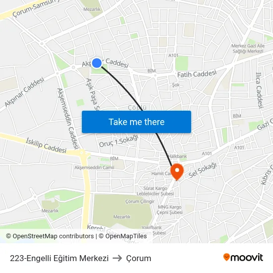 223-Engelli Eğitim Merkezi to Çorum map