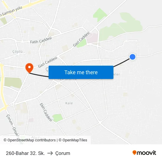 260-Bahar 32. Sk. to Çorum map