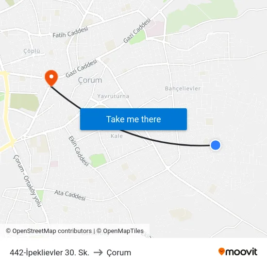 442-İpeklievler 30. Sk. to Çorum map