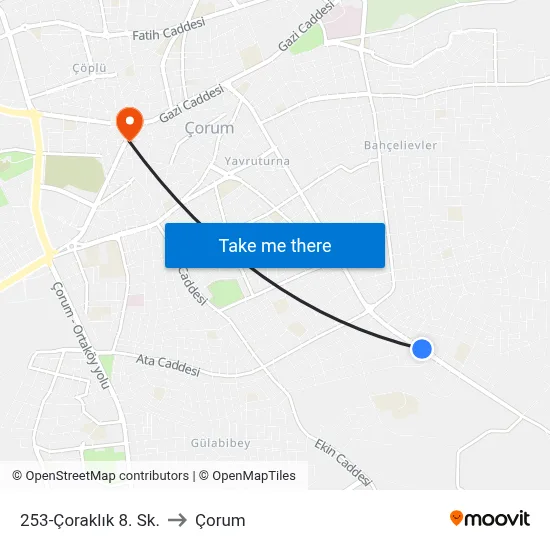 253-Çoraklık 8. Sk. to Çorum map