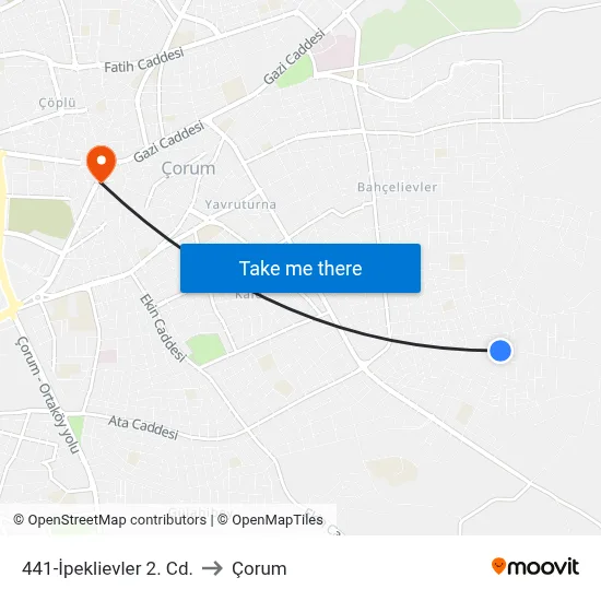 441-İpeklievler 2. Cd. to Çorum map