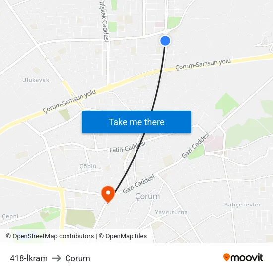 418-İkram to Çorum map