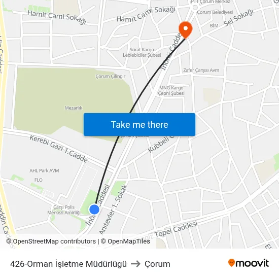 426-Orman İşletme Müdürlüğü to Çorum map