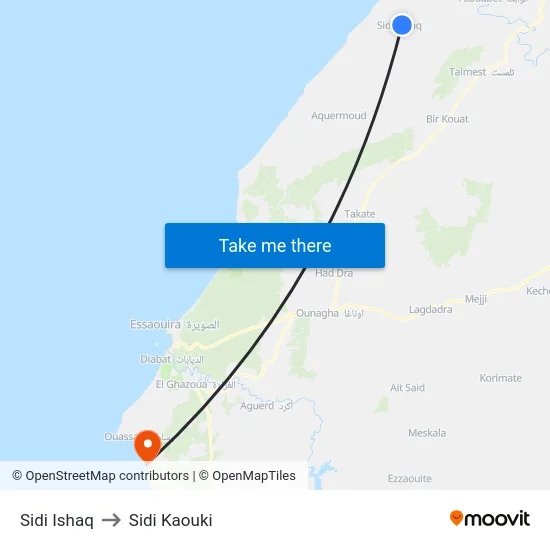 Sidi Ishaq to Sidi Kaouki map