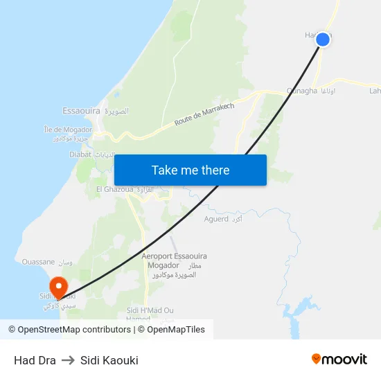 Had Dra to Sidi Kaouki map