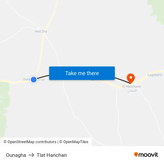 Ounagha to Tlat Hanchan map