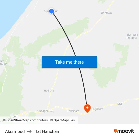 Akermoud to Tlat Hanchan map