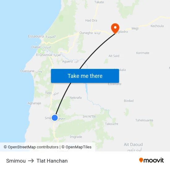 Smimou to Tlat Hanchan map