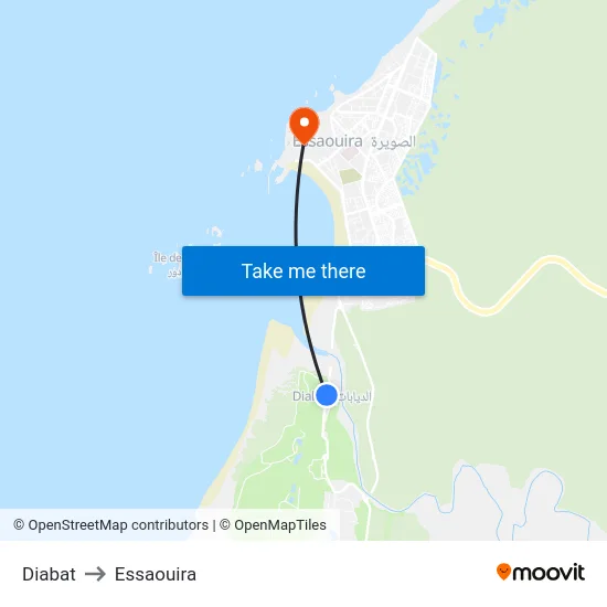 Diabat to Essaouira map