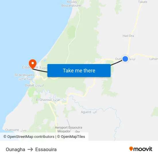 Ounagha to Essaouira map