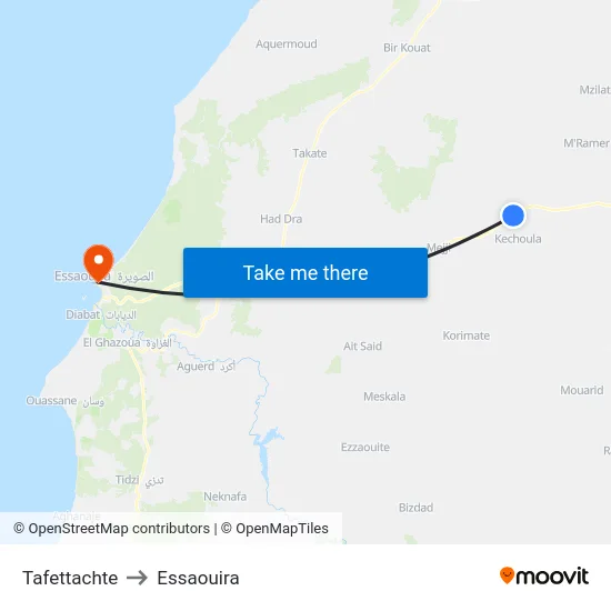Tafettachte to Essaouira map