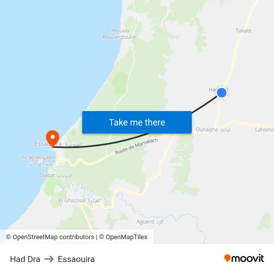 Had Dra to Essaouira map