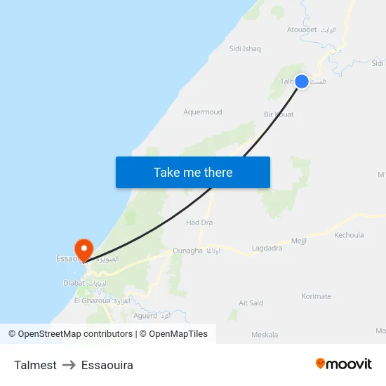 Talmest to Essaouira map
