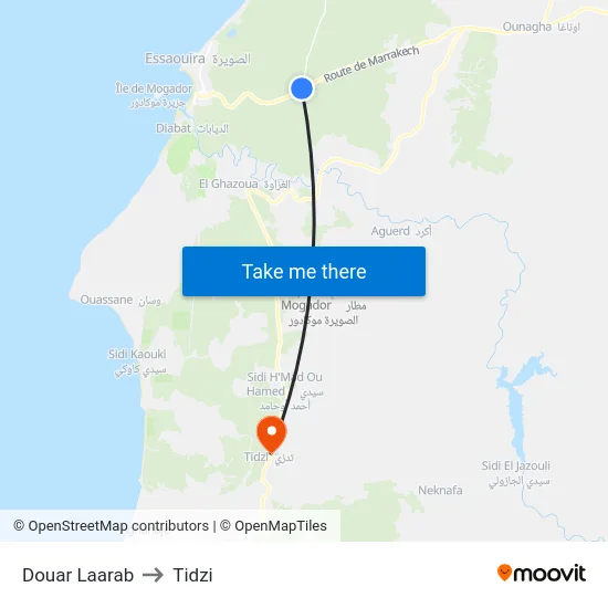 Douar Laarab to Tidzi map