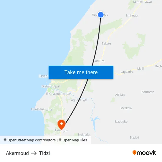 Akermoud to Tidzi map