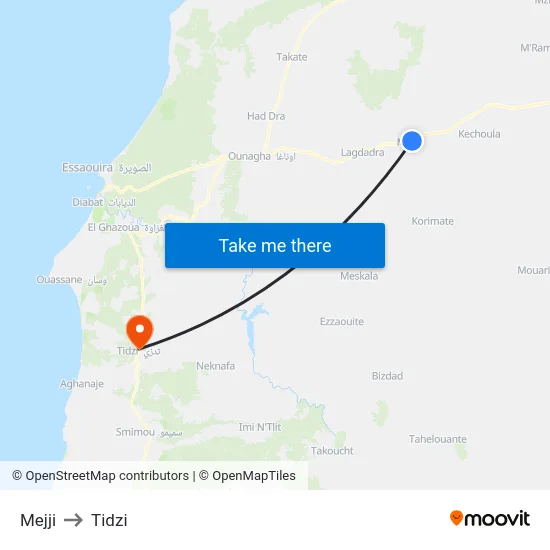 Mejji to Tidzi map